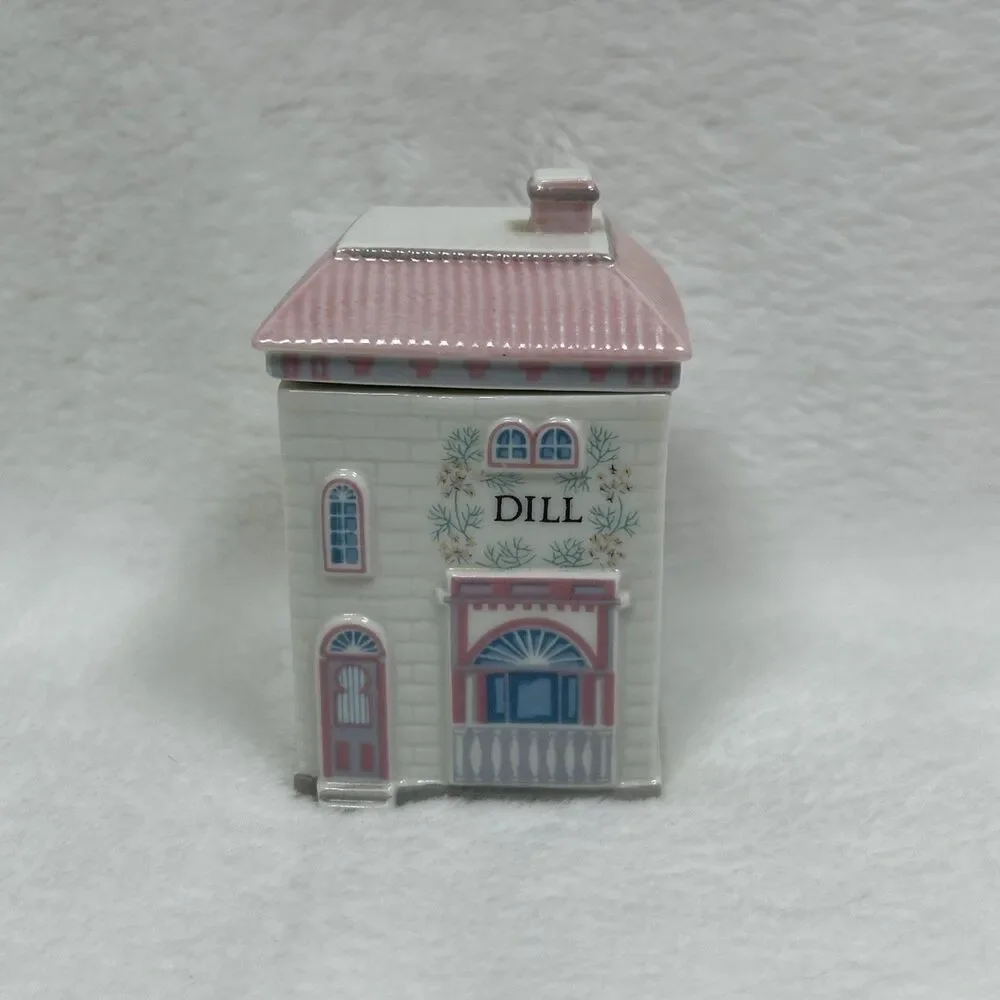 Vintage 1989 Lenox Spice Village Dill Fine Porcelain House Spice Jar